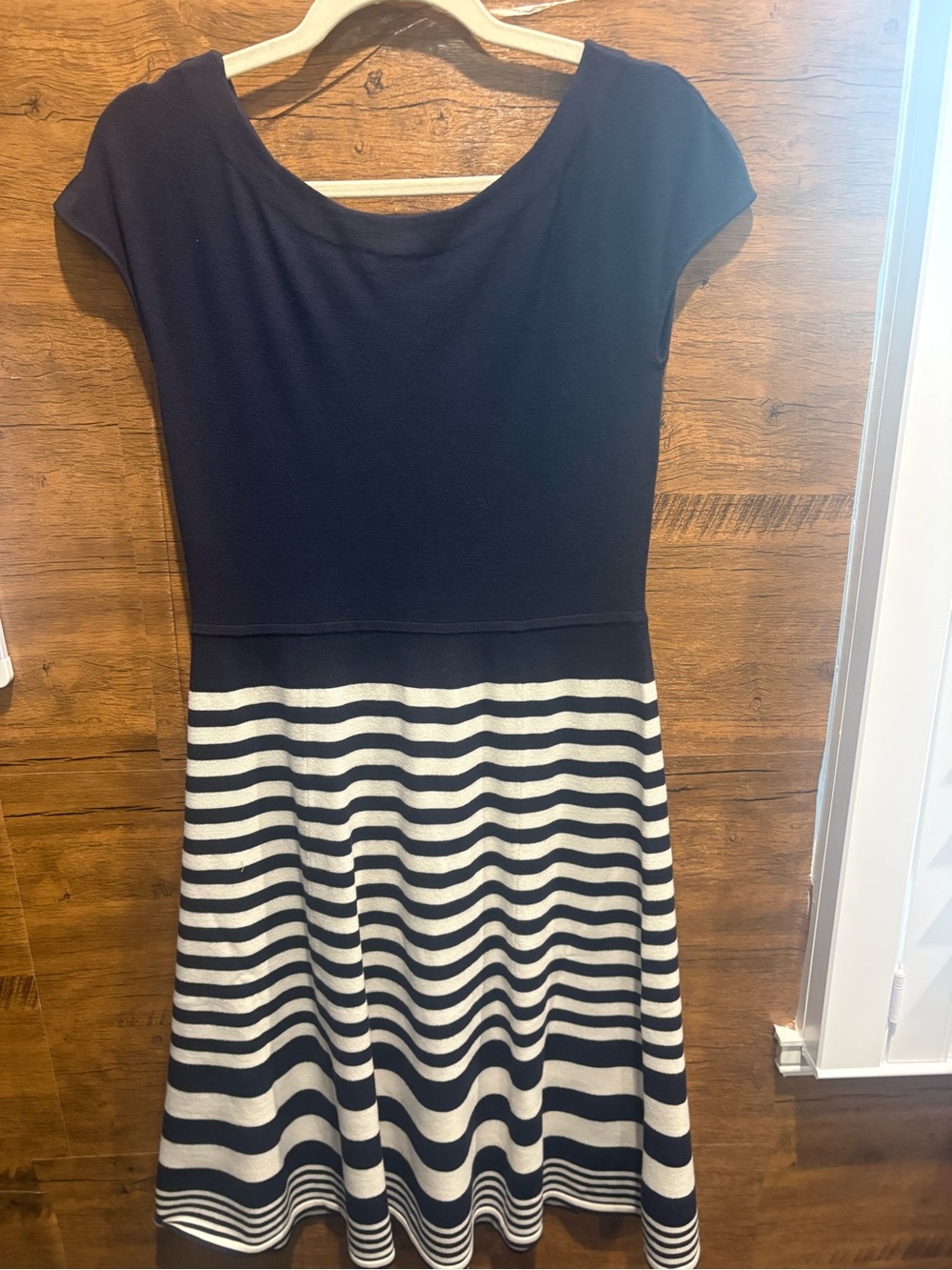 Boden Navy & Cream Striped Fit-and-Flare Dress - Picture 7 of 9
